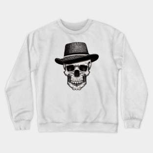 Skull wearing a fedora hat Crewneck Sweatshirt